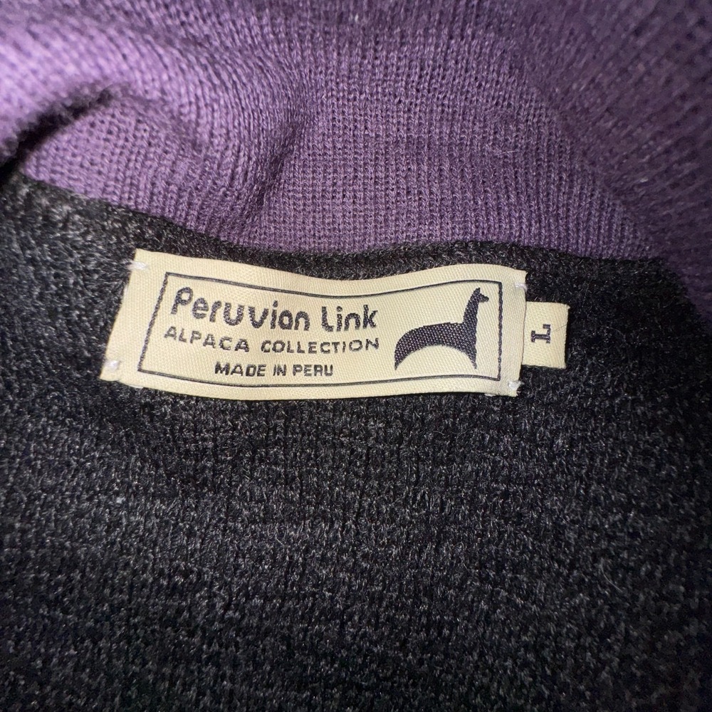 Peruvian‎ Link Alpaca Collection Sweater Womens Large Cardigan Black Floral Knit - Picture 8 of 11